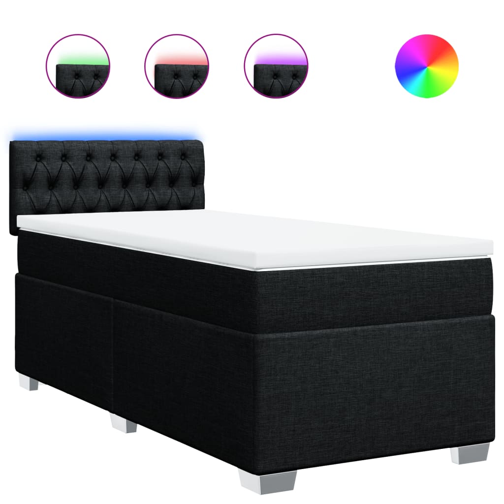 Boxspring met matras stof zwart 100x200 cm is nu te koop bij PeponiXL, paradijselijk wonen!
