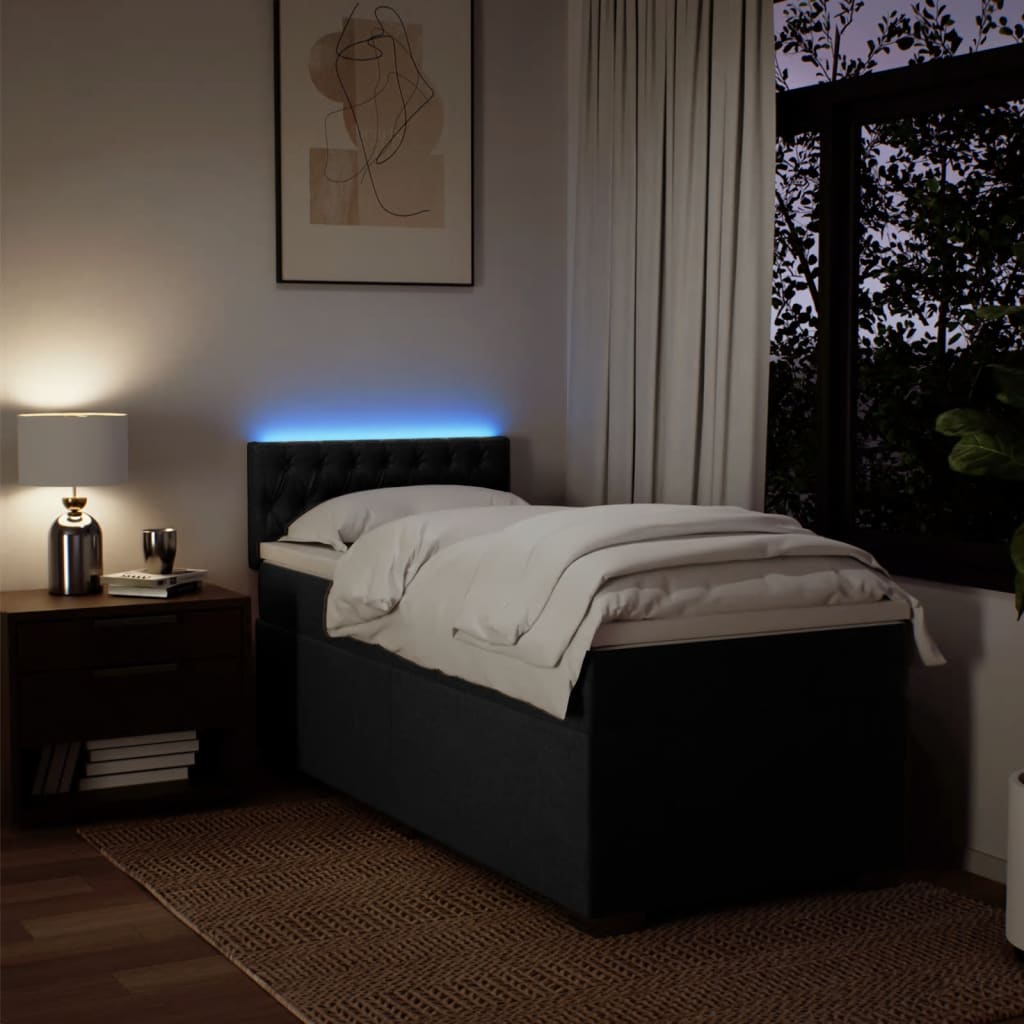 Boxspring met matras stof zwart 100x200 cm is nu te koop bij PeponiXL, paradijselijk wonen!
