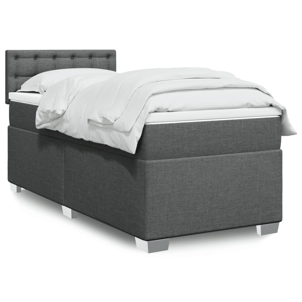 Boxspring met matras stof donkergrijs 100x200 cm is nu te koop bij PeponiXL, paradijselijk wonen!