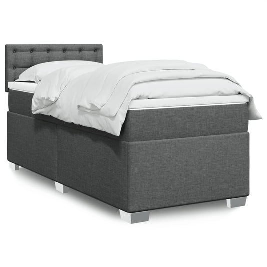 Boxspring met matras stof donkergrijs 100x200 cm is nu te koop bij PeponiXL, paradijselijk wonen!