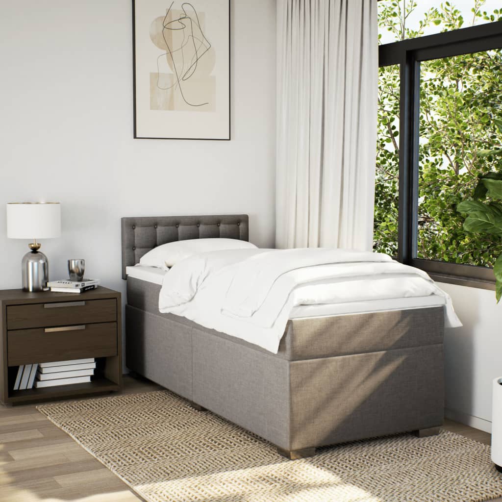 Boxspring met matras stof taupe 100x200 cm is nu te koop bij PeponiXL, paradijselijk wonen!