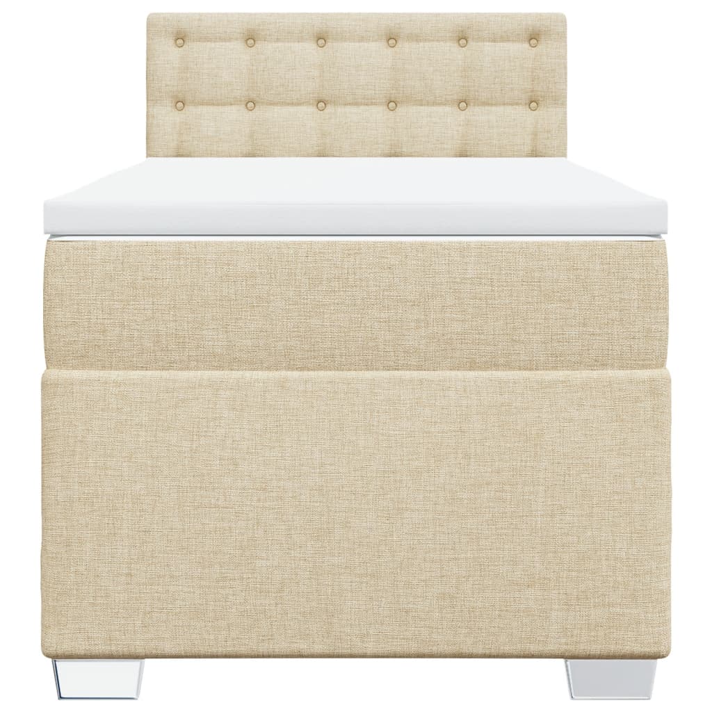 Boxspring met matras stof crèmekleurig 100x200 cm is nu te koop bij PeponiXL, paradijselijk wonen!