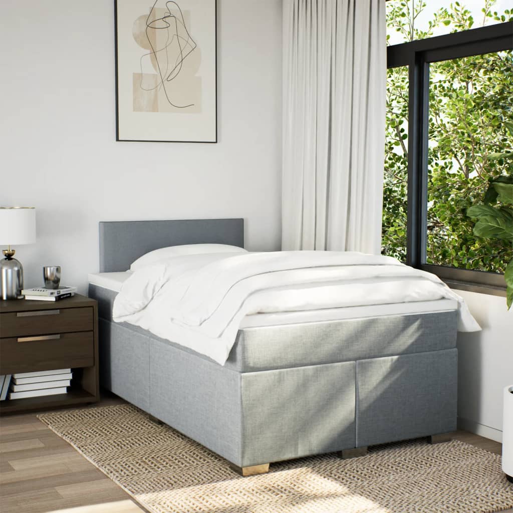 Boxspring met matras stof lichtgrijs 120x190 cm is nu te koop bij PeponiXL, paradijselijk wonen!