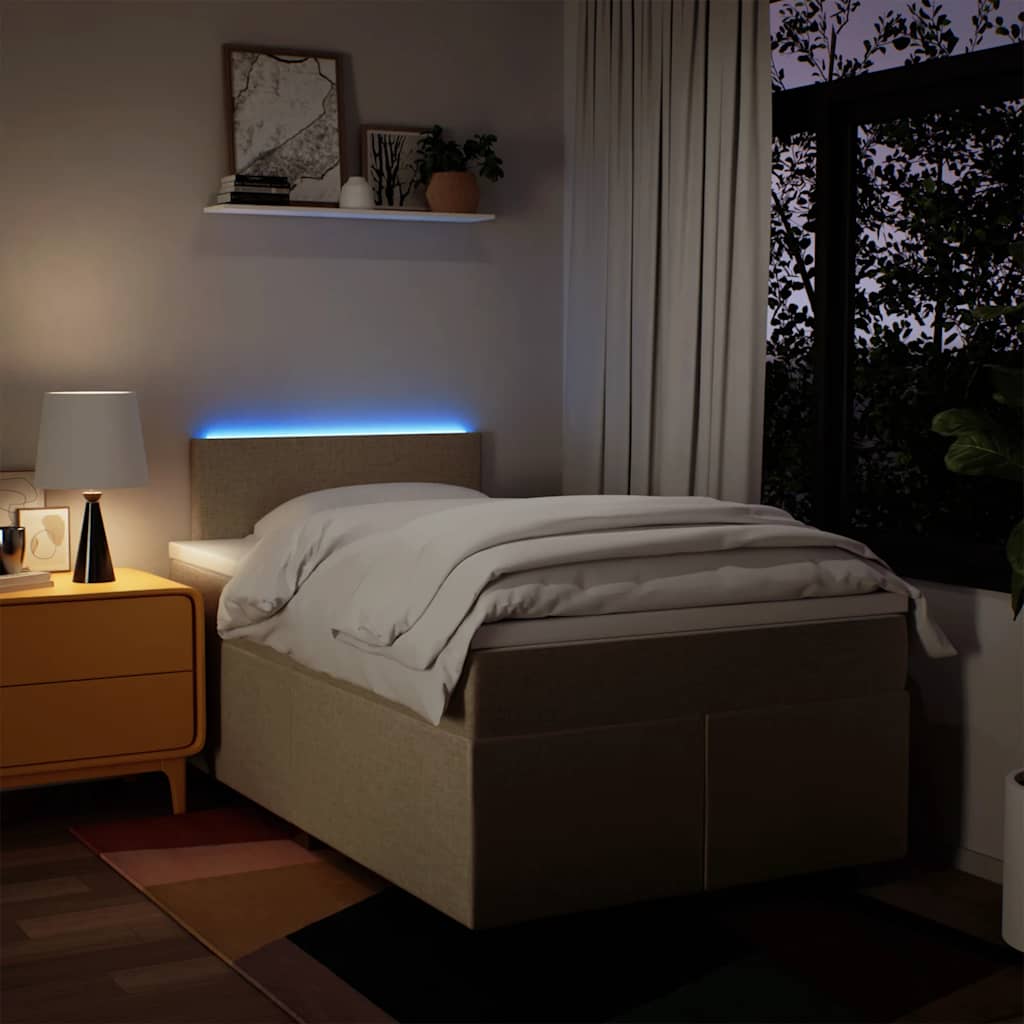 Boxspring met matras stof crèmekleurig 120x190 cm is nu te koop bij PeponiXL, paradijselijk wonen!