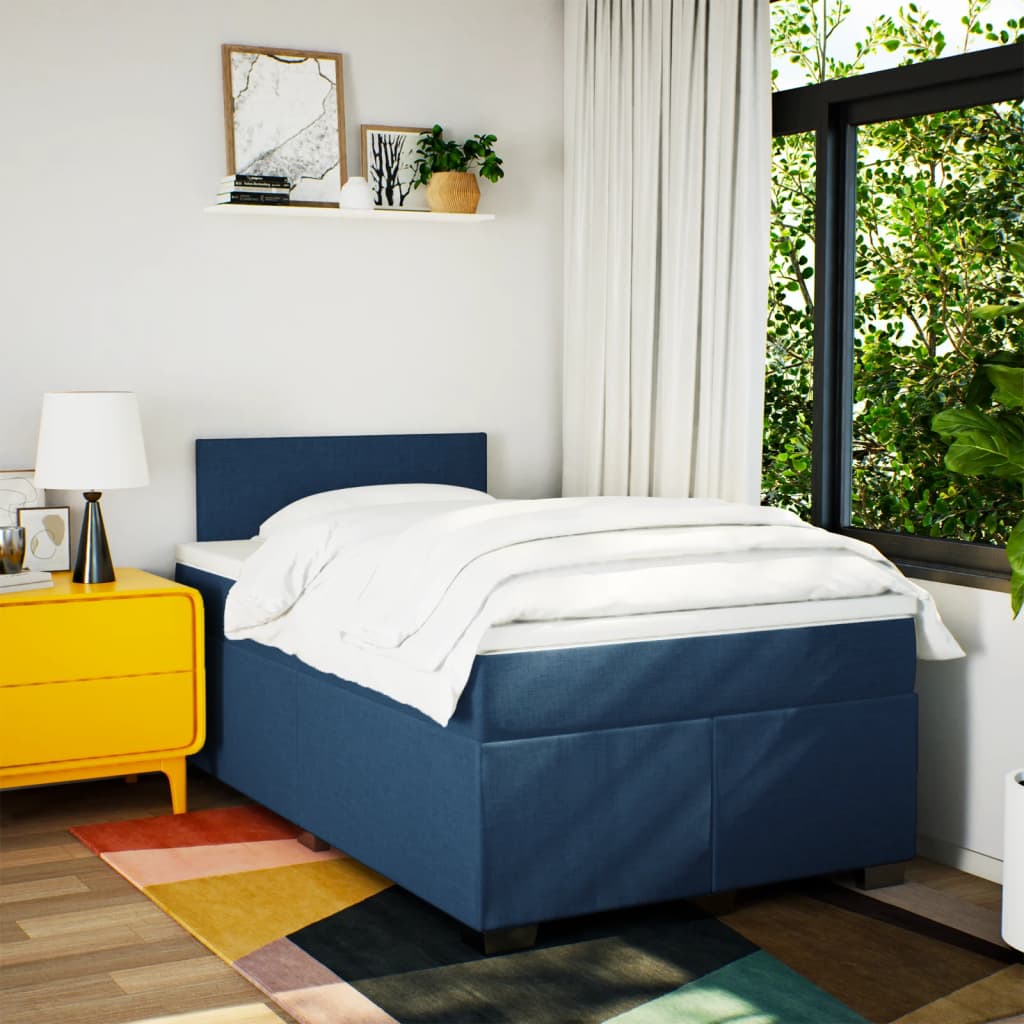 Boxspring met matras stof blauw 120x190 cm is nu te koop bij PeponiXL, paradijselijk wonen!