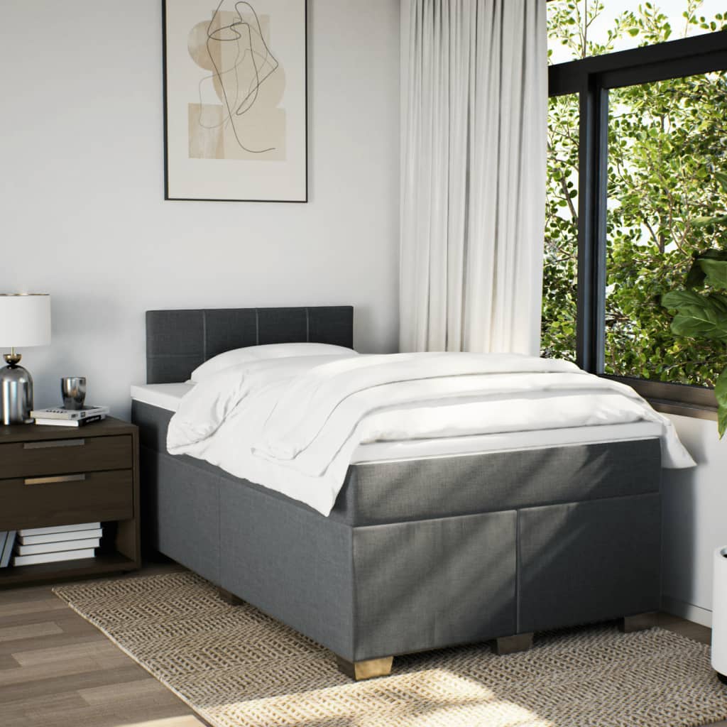 Boxspring met matras stof donkergrijs 120x190 cm is nu te koop bij PeponiXL, paradijselijk wonen!