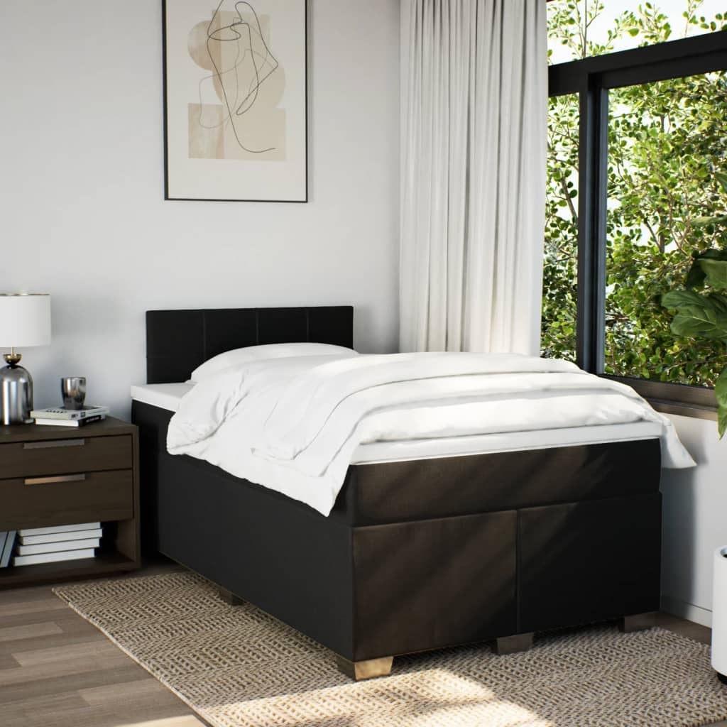 Boxspring met matras stof zwart 120x190 cm is nu te koop bij PeponiXL, paradijselijk wonen!