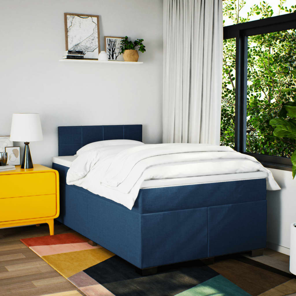 Boxspring met matras stof blauw 120x190 cm is nu te koop bij PeponiXL, paradijselijk wonen!
