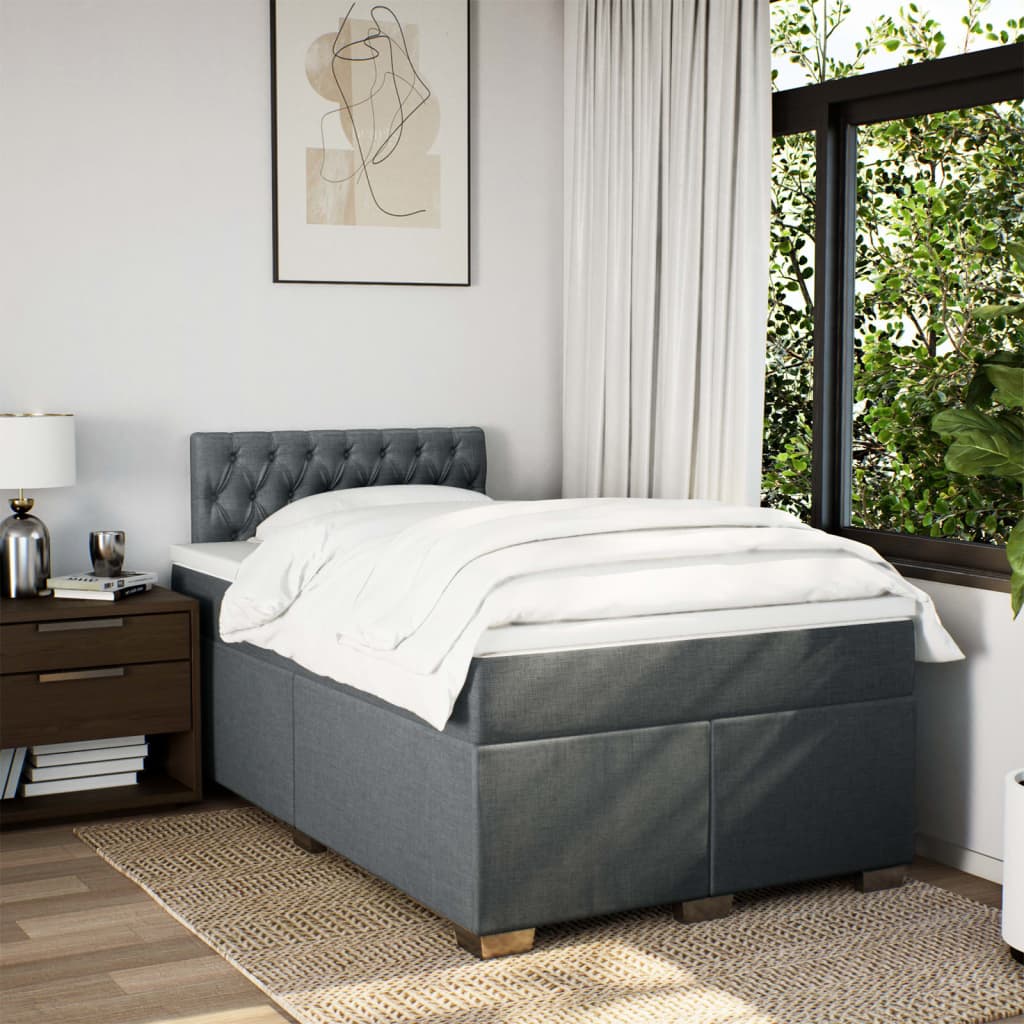 Boxspring met matras stof donkergrijs 120x190 cm is nu te koop bij PeponiXL, paradijselijk wonen!