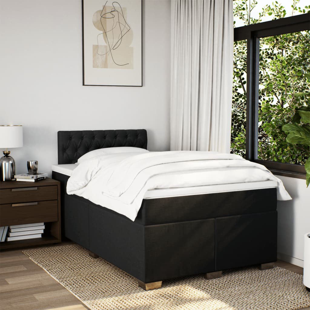 Boxspring met matras stof zwart 120x190 cm is nu te koop bij PeponiXL, paradijselijk wonen!
