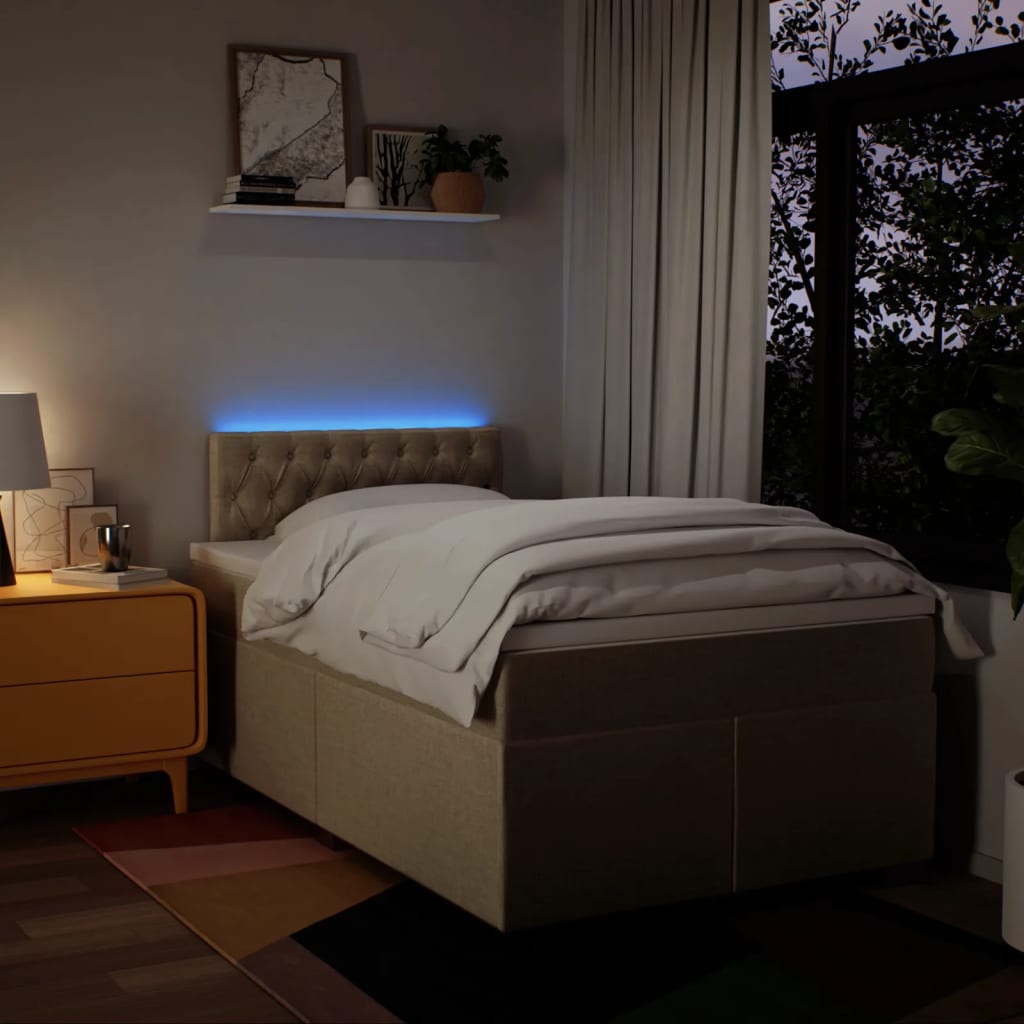 Boxspring met matras stof crèmekleurig 120x190 cm is nu te koop bij PeponiXL, paradijselijk wonen!