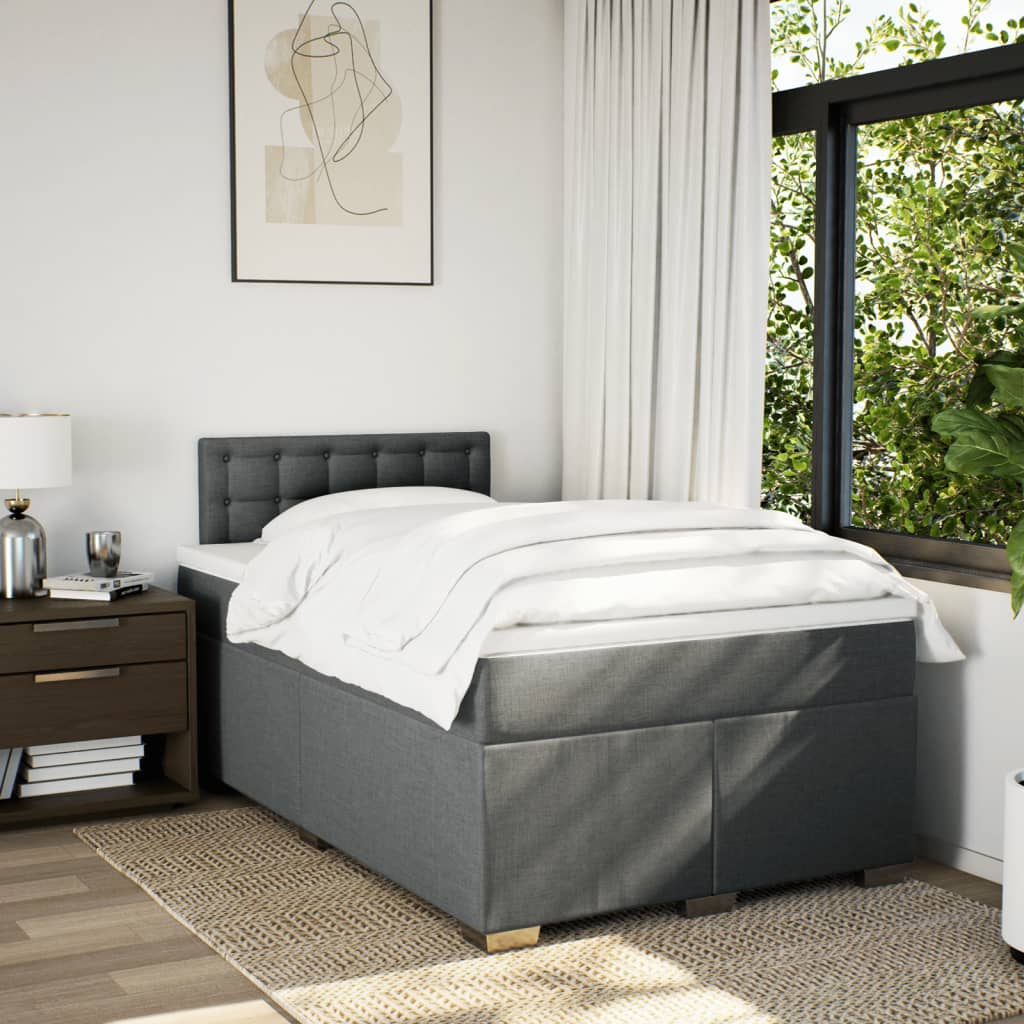 Boxspring met matras stof donkergrijs 120x190 cm is nu te koop bij PeponiXL, paradijselijk wonen!