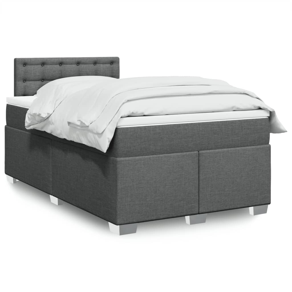 Boxspring met matras stof donkergrijs 120x190 cm is nu te koop bij PeponiXL, paradijselijk wonen!