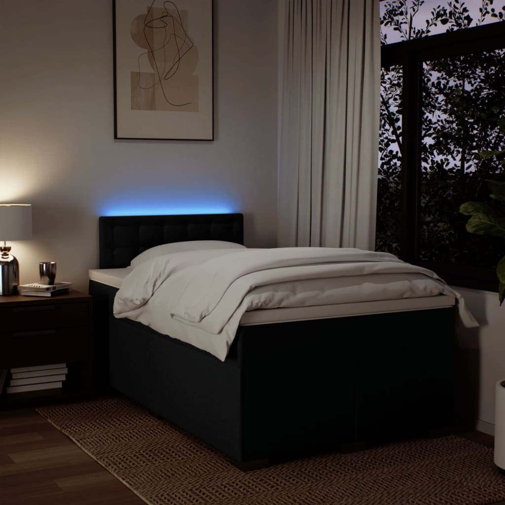Boxspring met matras stof zwart 120x190 cm is nu te koop bij PeponiXL, paradijselijk wonen!