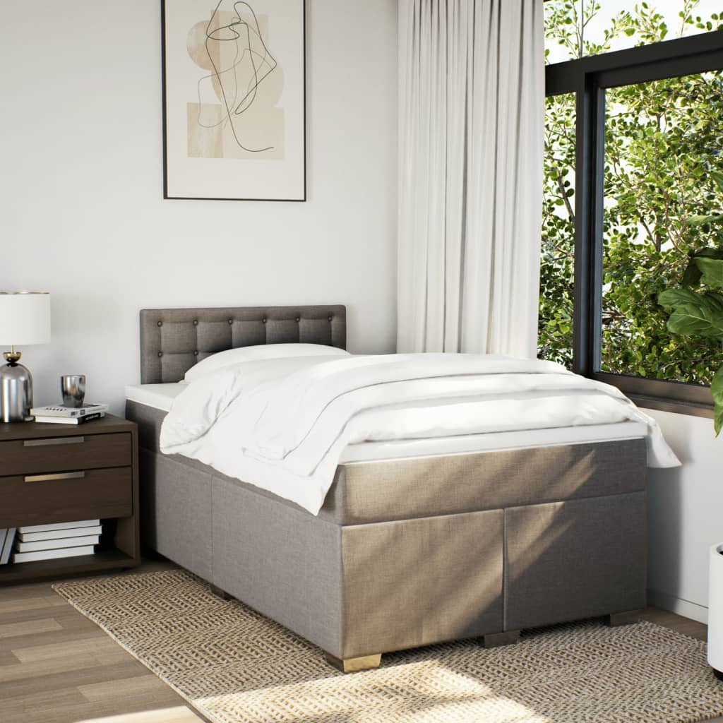 Boxspring met matras stof taupe 120x190 cm is nu te koop bij PeponiXL, paradijselijk wonen!