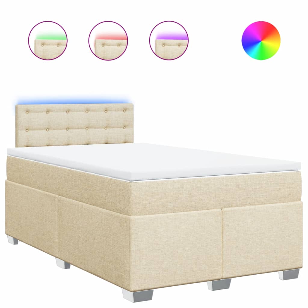 Boxspring met matras stof crèmekleurig 120x190 cm is nu te koop bij PeponiXL, paradijselijk wonen!