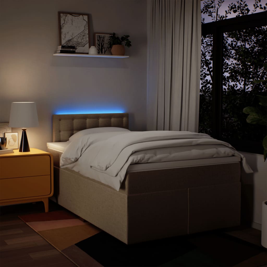 Boxspring met matras stof crèmekleurig 120x190 cm is nu te koop bij PeponiXL, paradijselijk wonen!