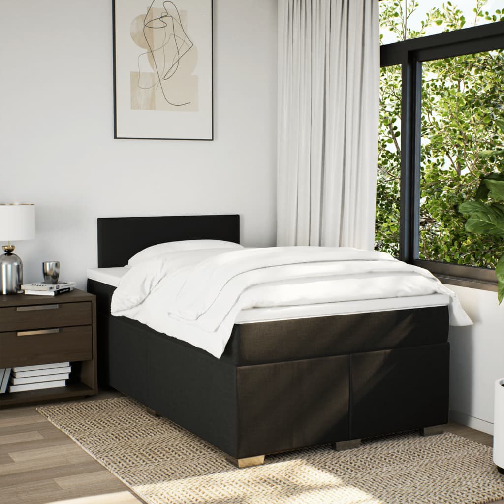 Boxspring met matras stof zwart 120x200 cm is nu te koop bij PeponiXL, paradijselijk wonen!