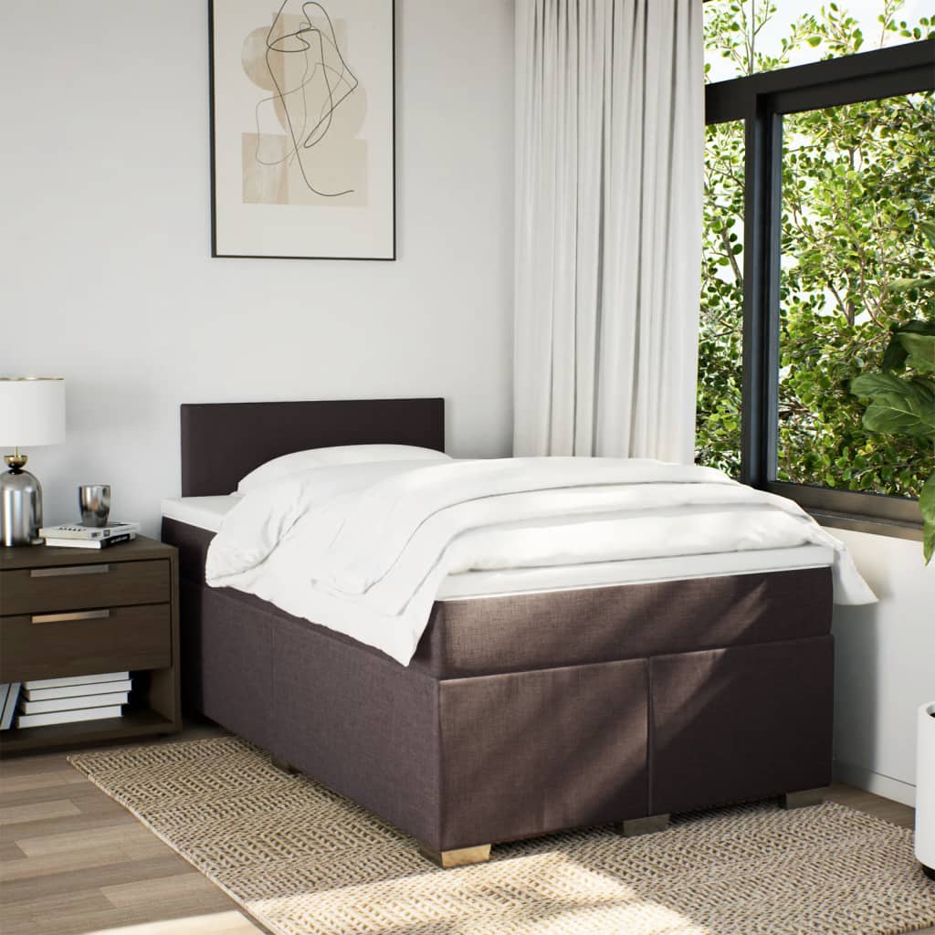 Boxspring met matras stof donkerbruin 120x200 cm is nu te koop bij PeponiXL, paradijselijk wonen!
