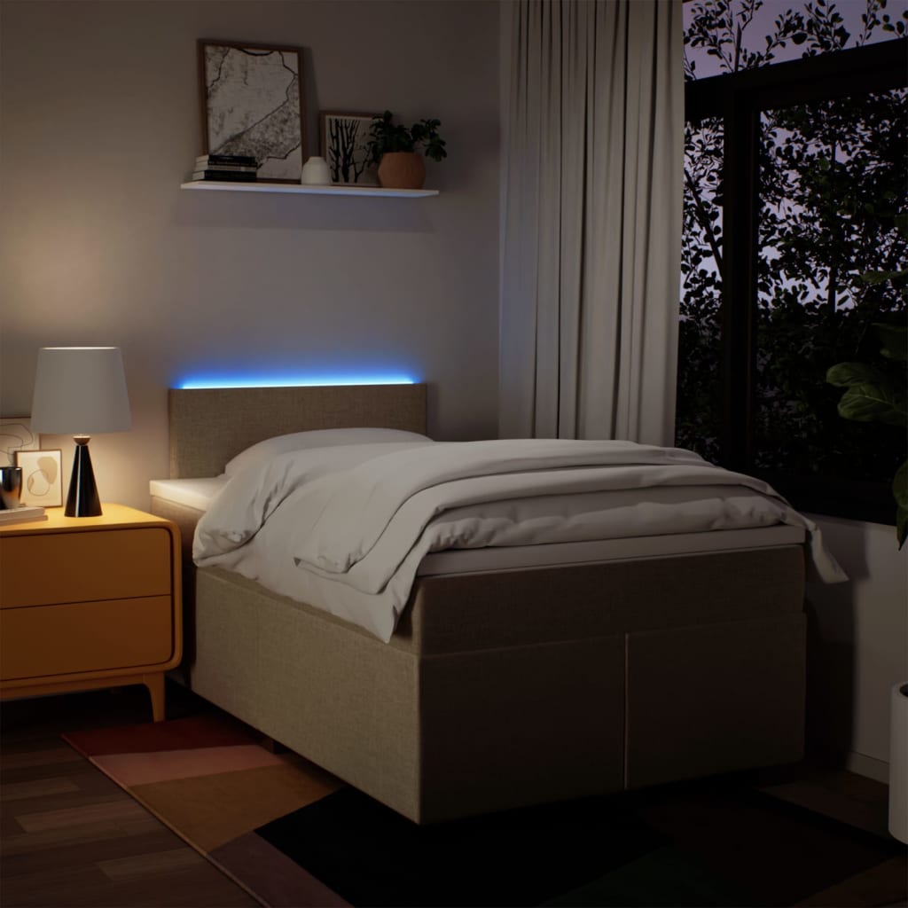 Boxspring met matras stof crèmekleurig 120x200 cm is nu te koop bij PeponiXL, paradijselijk wonen!