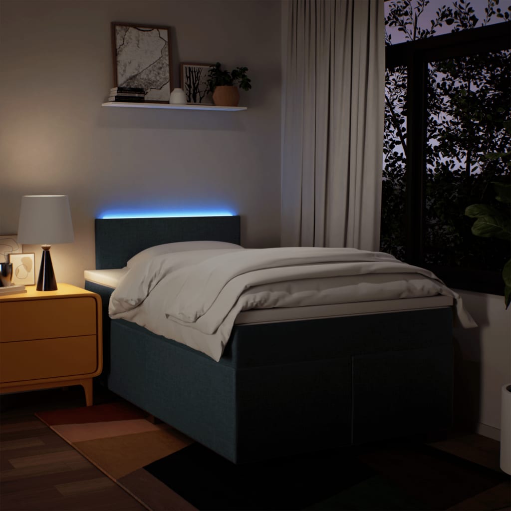 Boxspring met matras stof blauw 120x200 cm is nu te koop bij PeponiXL, paradijselijk wonen!