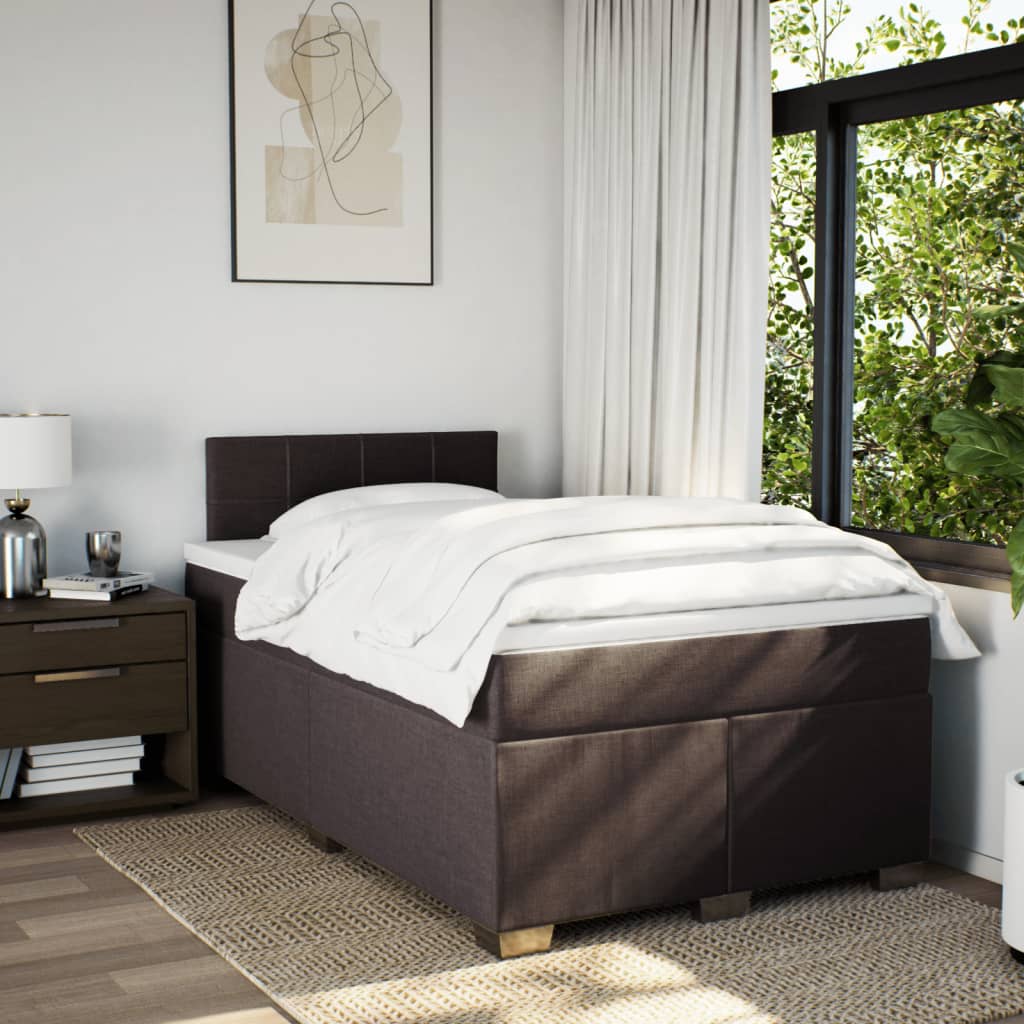 Boxspring met matras stof donkerbruin 120x200 cm is nu te koop bij PeponiXL, paradijselijk wonen!