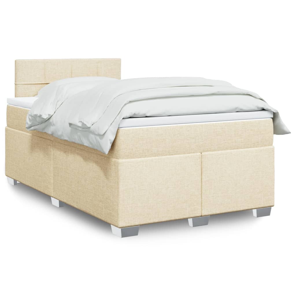 Boxspring met matras stof crèmekleurig 120x200 cm is nu te koop bij PeponiXL, paradijselijk wonen!