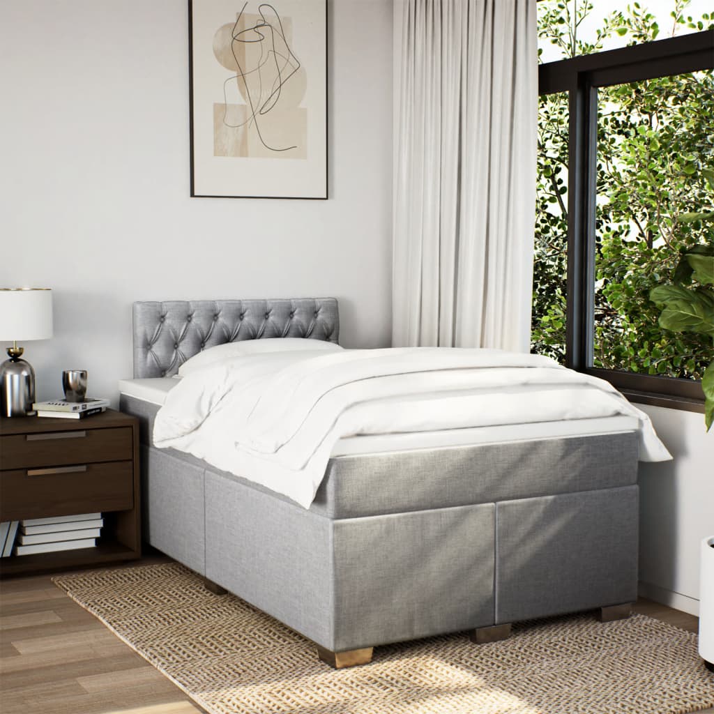 Boxspring met matras stof lichtgrijs 120x200 cm is nu te koop bij PeponiXL, paradijselijk wonen!