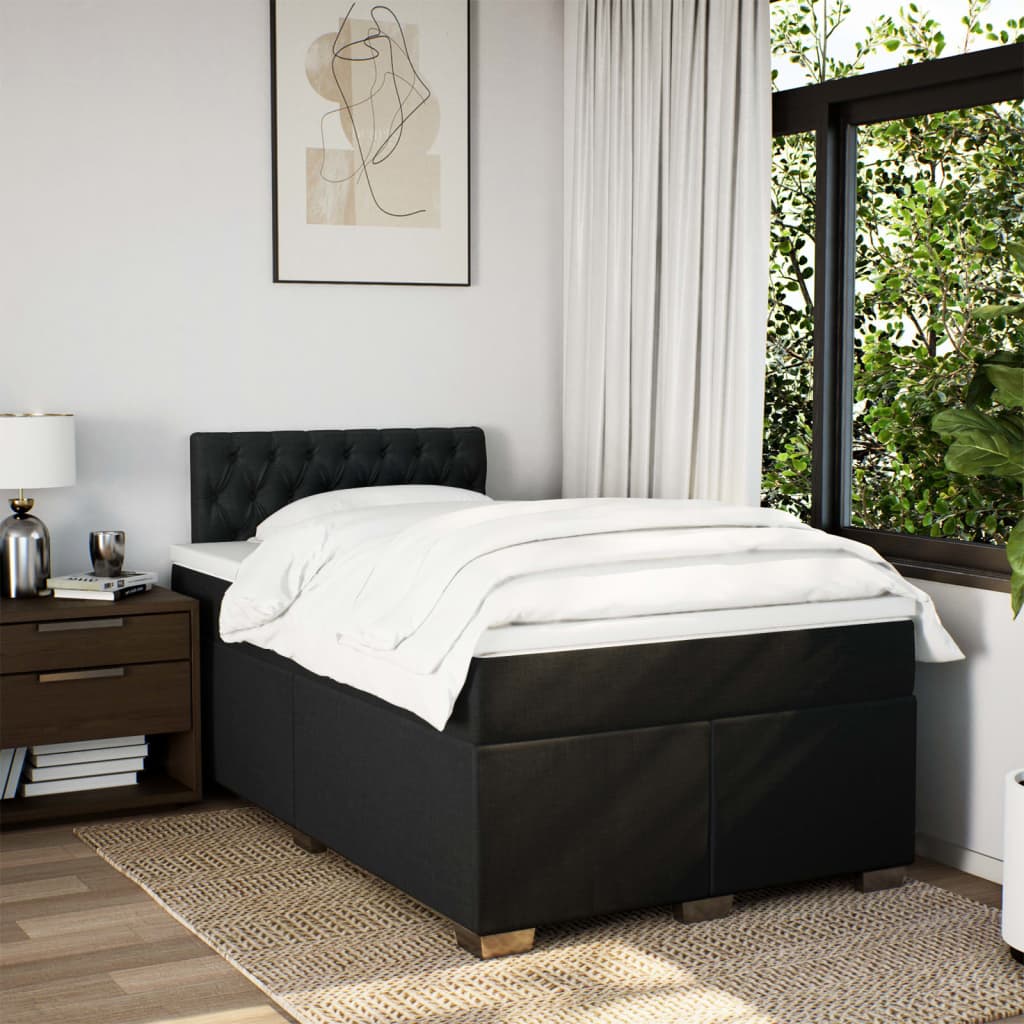 Boxspring met matras stof zwart 120x200 cm is nu te koop bij PeponiXL, paradijselijk wonen!