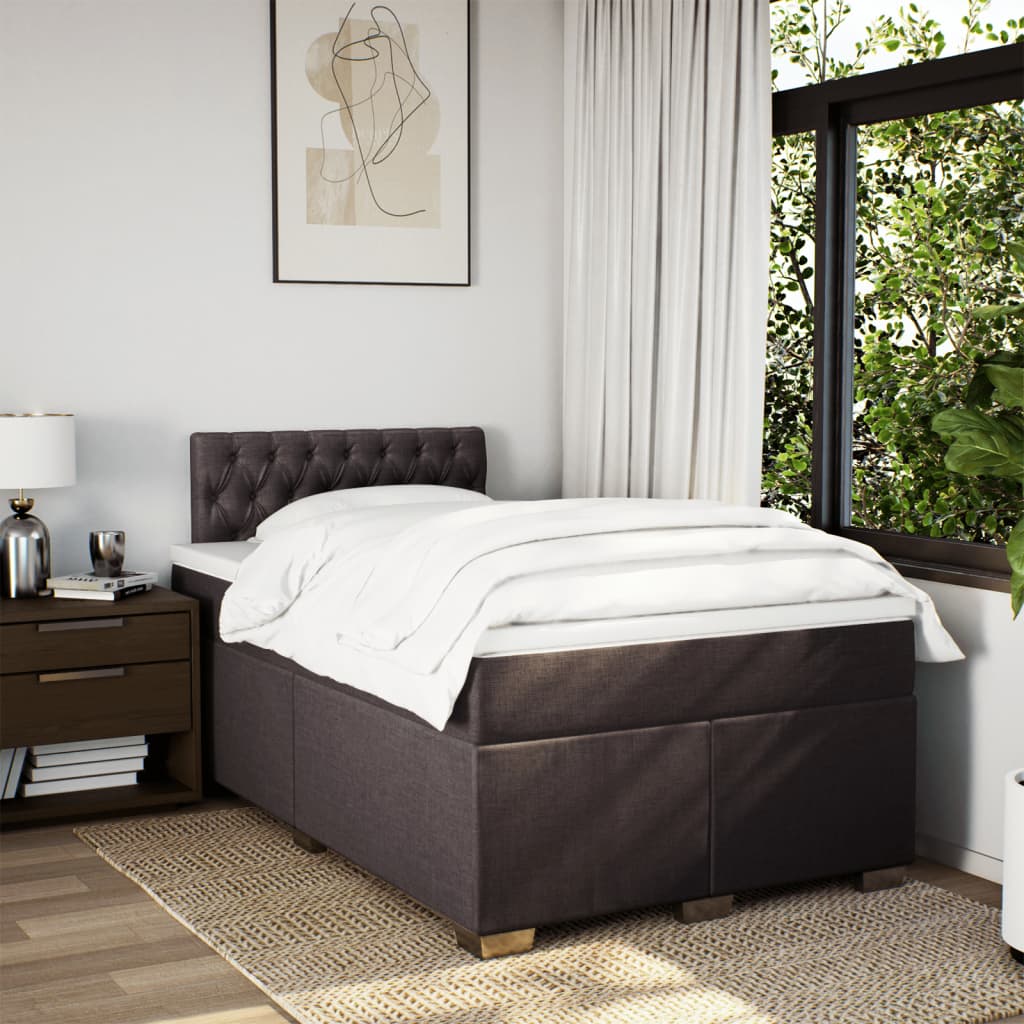 Boxspring met matras stof donkerbruin 120x200 cm is nu te koop bij PeponiXL, paradijselijk wonen!