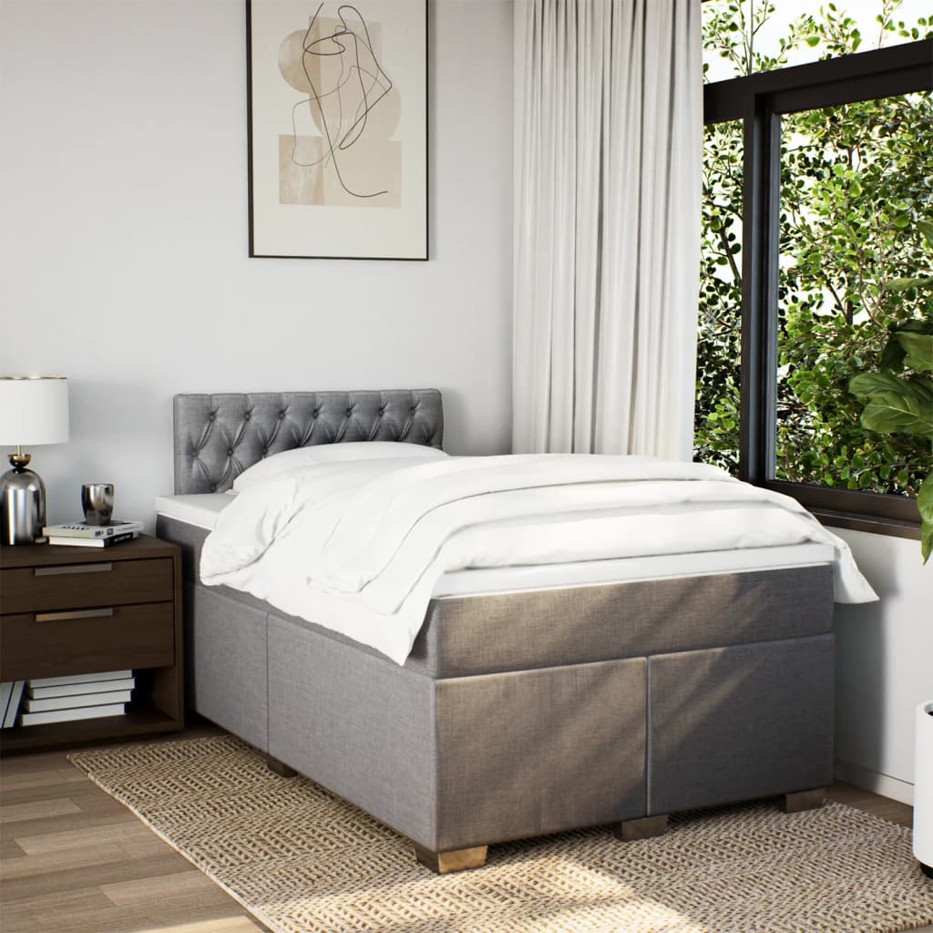 Boxspring met matras stof taupe 120x200 cm is nu te koop bij PeponiXL, paradijselijk wonen!