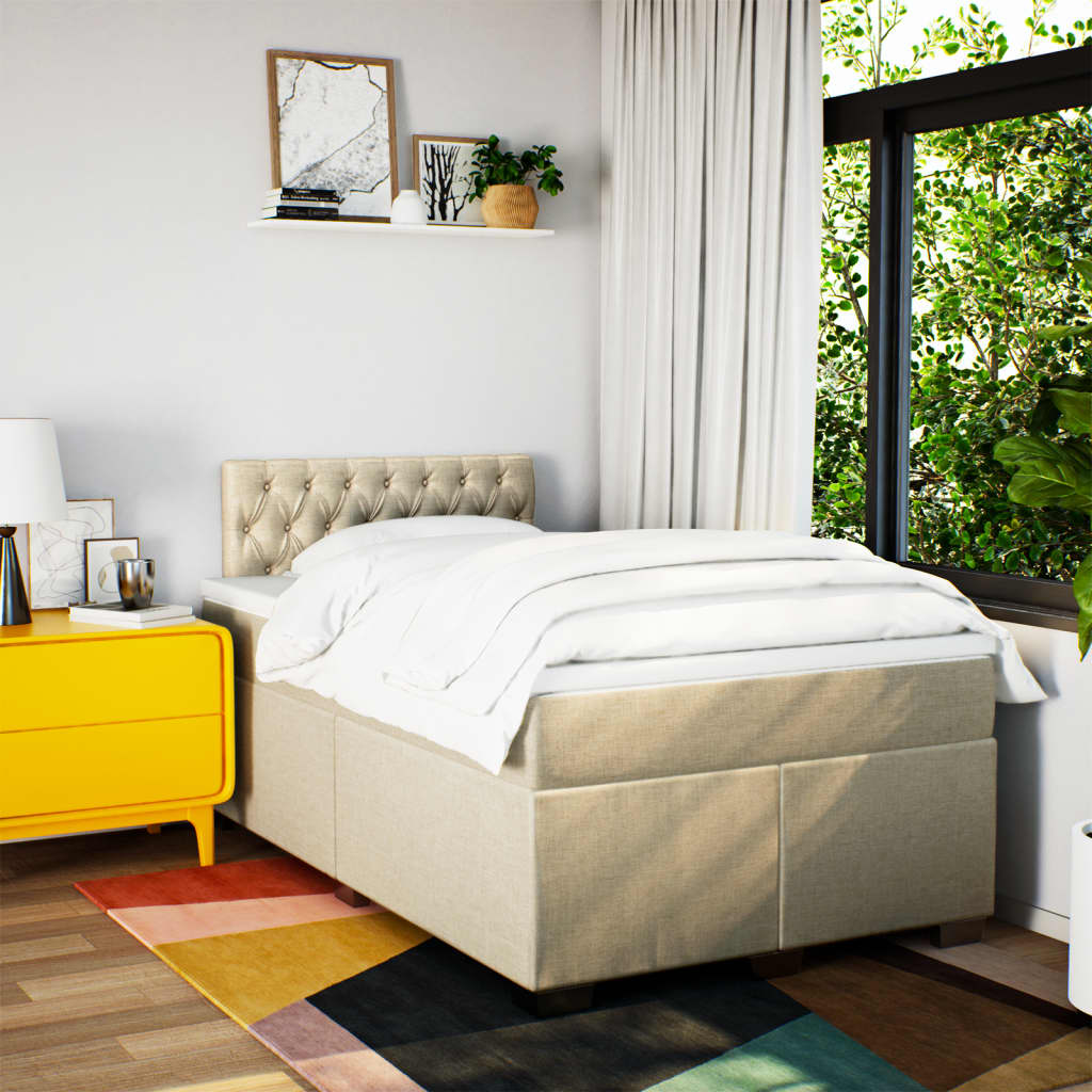 Boxspring met matras stof crèmekleurig 120x200 cm is nu te koop bij PeponiXL, paradijselijk wonen!