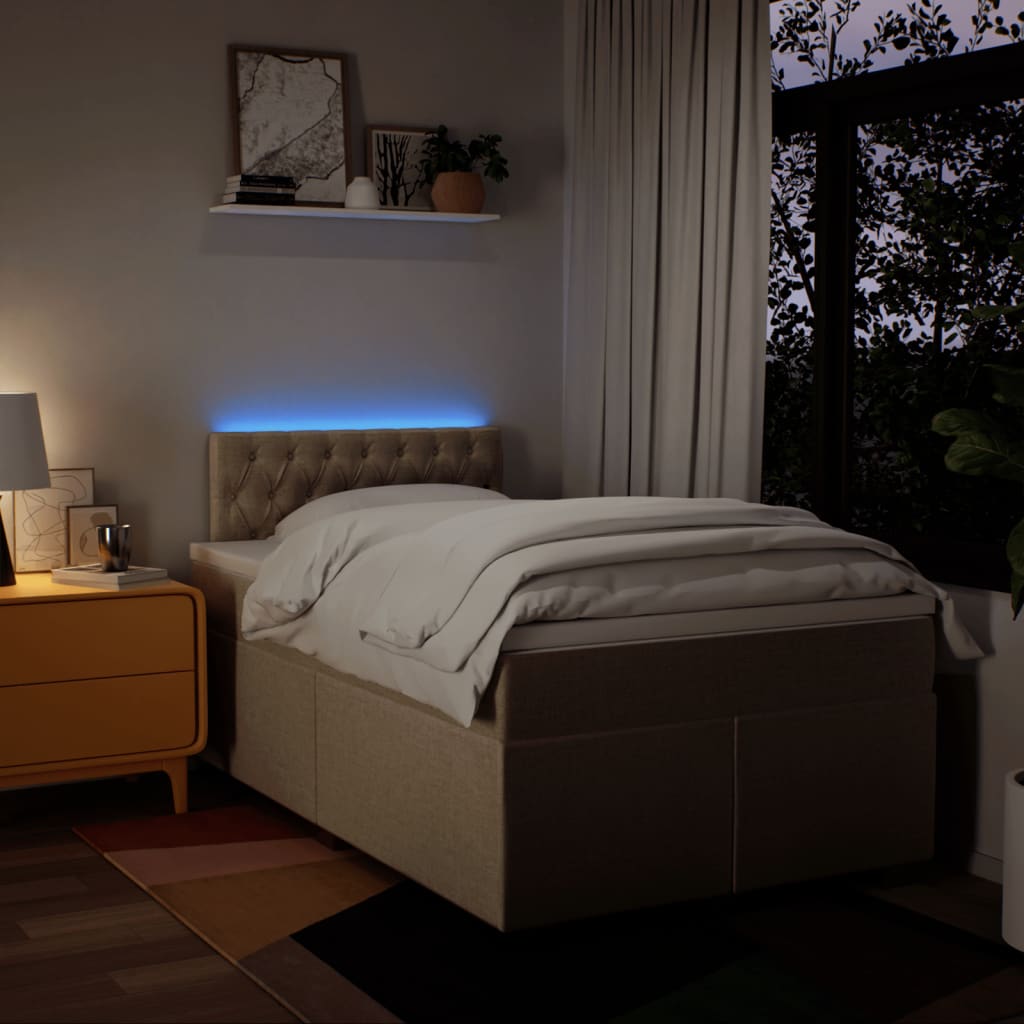 Boxspring met matras stof crèmekleurig 120x200 cm is nu te koop bij PeponiXL, paradijselijk wonen!