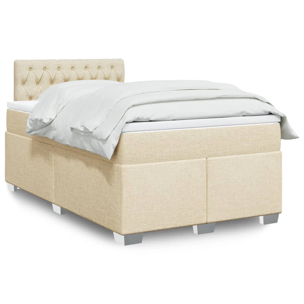 Boxspring met matras stof crèmekleurig 120x200 cm is nu te koop bij PeponiXL, paradijselijk wonen!