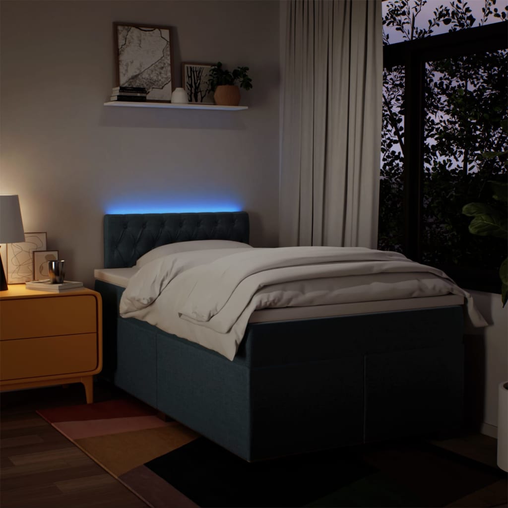 Boxspring met matras stof blauw 120x200 cm is nu te koop bij PeponiXL, paradijselijk wonen!