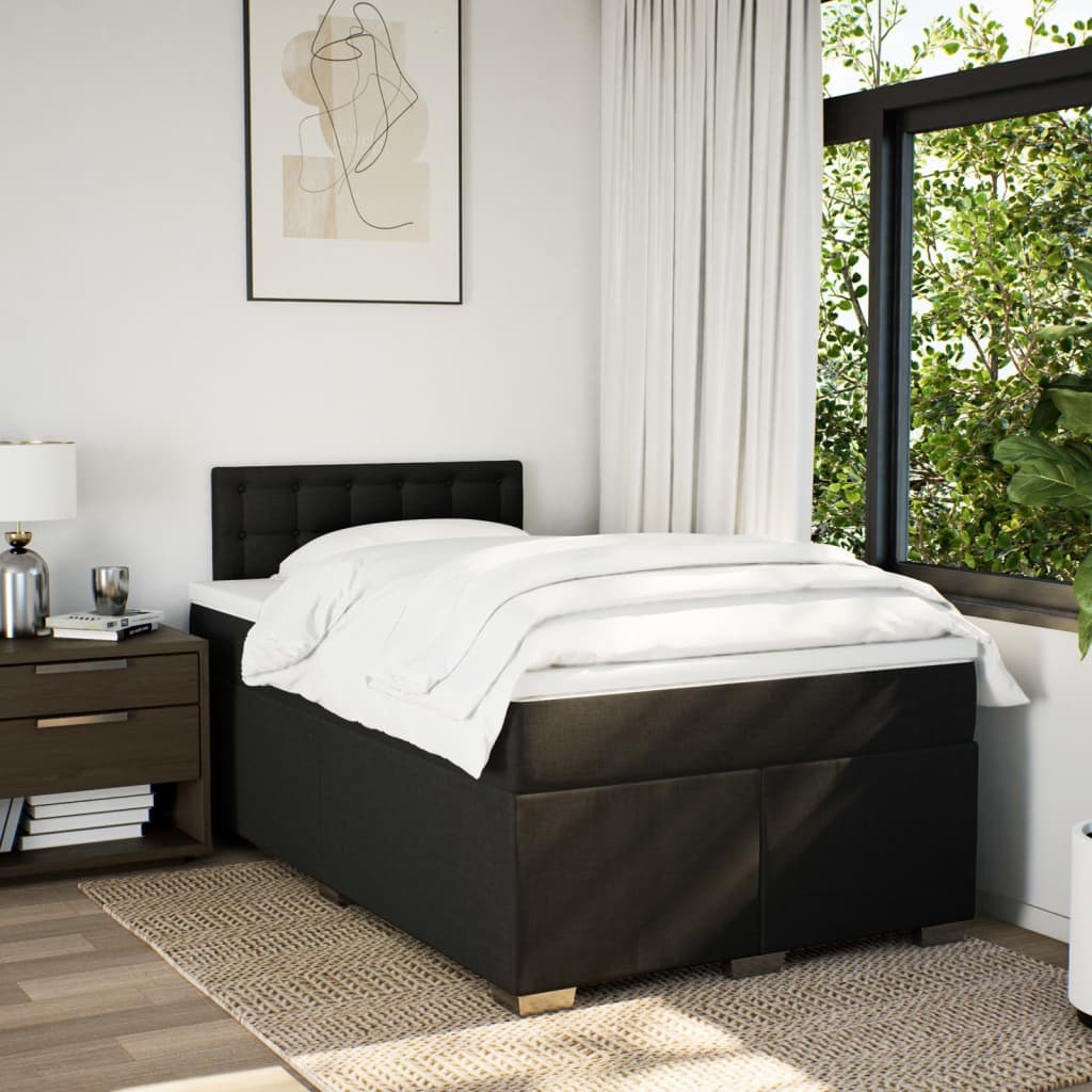 Boxspring met matras stof zwart 120x200 cm is nu te koop bij PeponiXL, paradijselijk wonen!