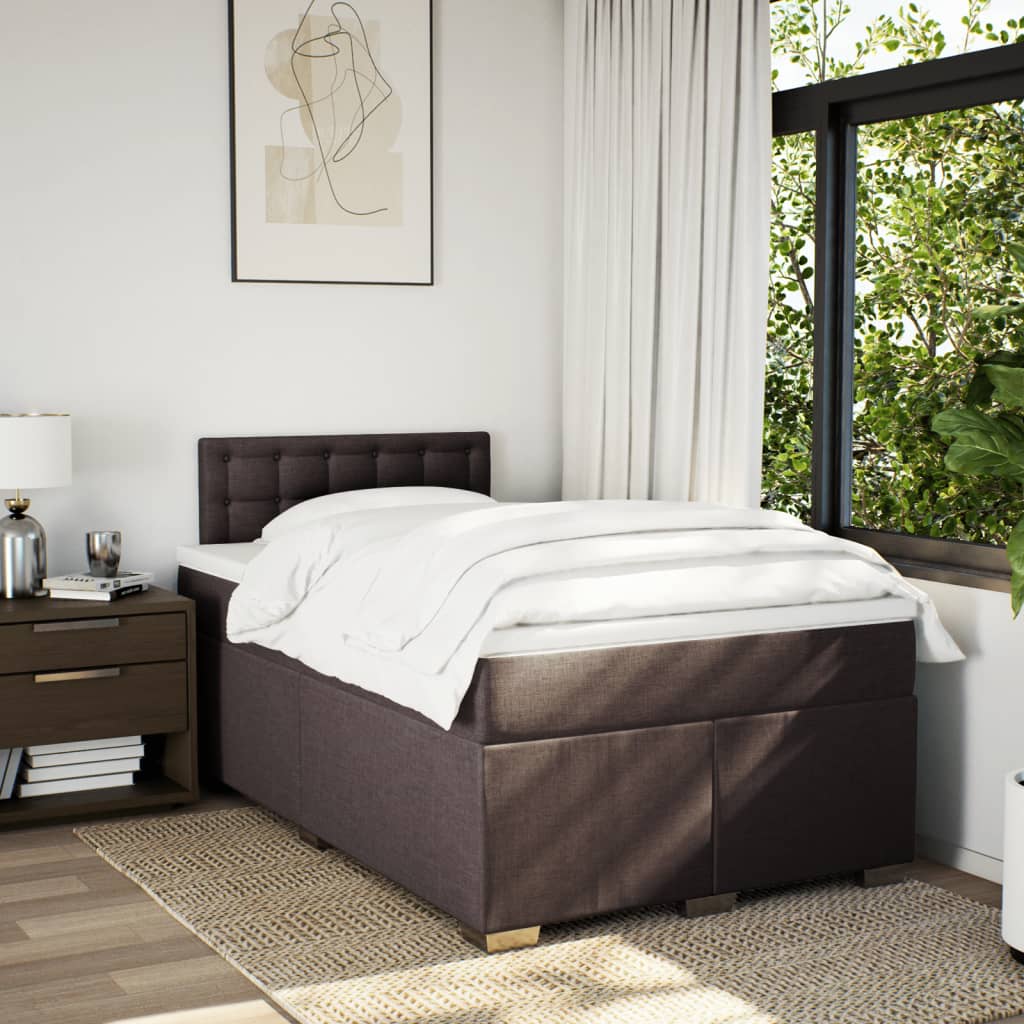 Boxspring met matras stof donkerbruin 120x200 cm is nu te koop bij PeponiXL, paradijselijk wonen!