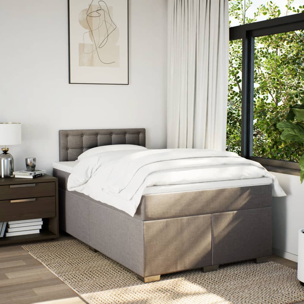 Boxspring met matras stof taupe 120x200 cm is nu te koop bij PeponiXL, paradijselijk wonen!