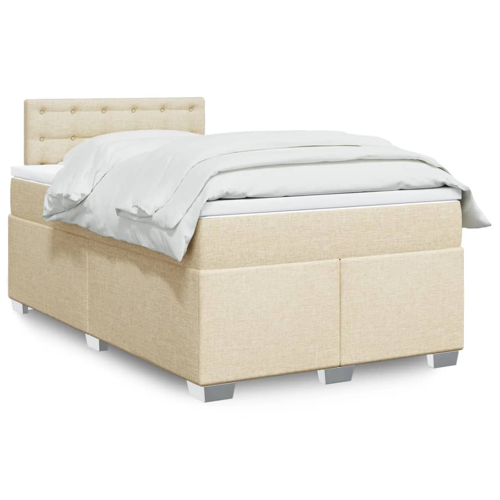 Boxspring met matras stof crèmekleurig 120x200 cm is nu te koop bij PeponiXL, paradijselijk wonen!