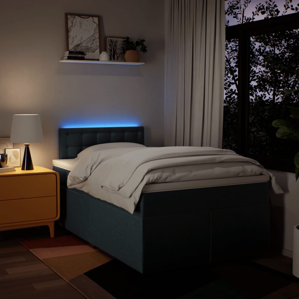 Boxspring met matras stof blauw 120x200 cm is nu te koop bij PeponiXL, paradijselijk wonen!
