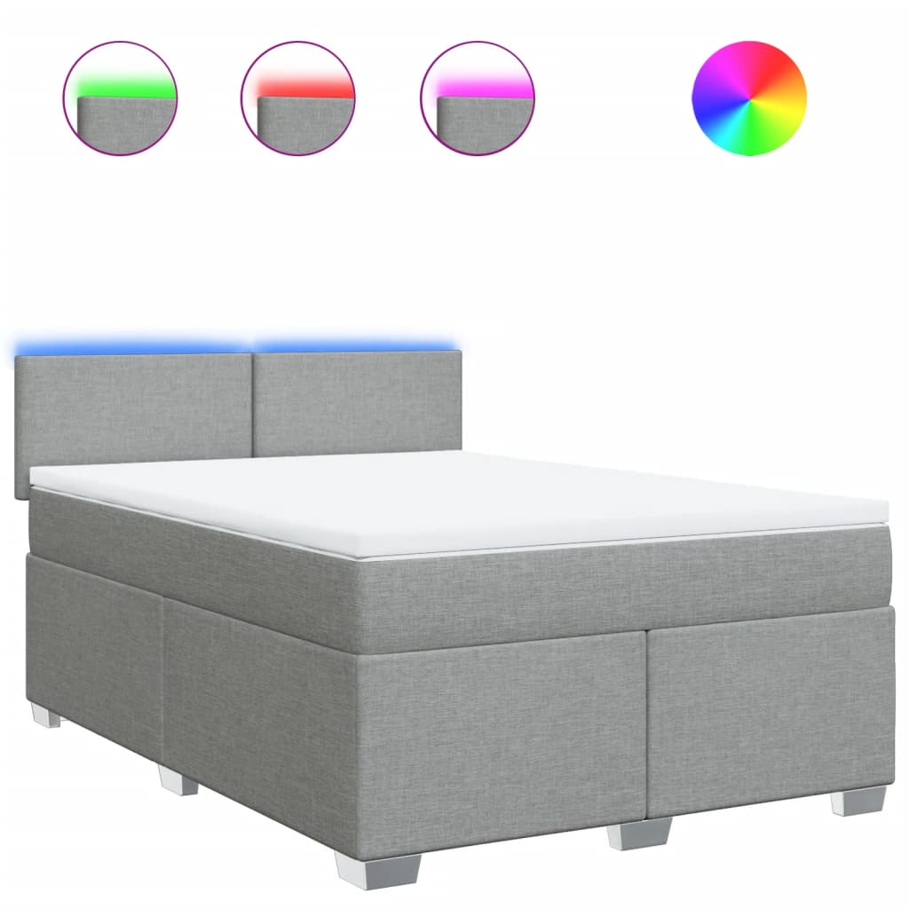 Boxspring met matras stof lichtgrijs 140x190 cm is nu te koop bij PeponiXL, paradijselijk wonen!