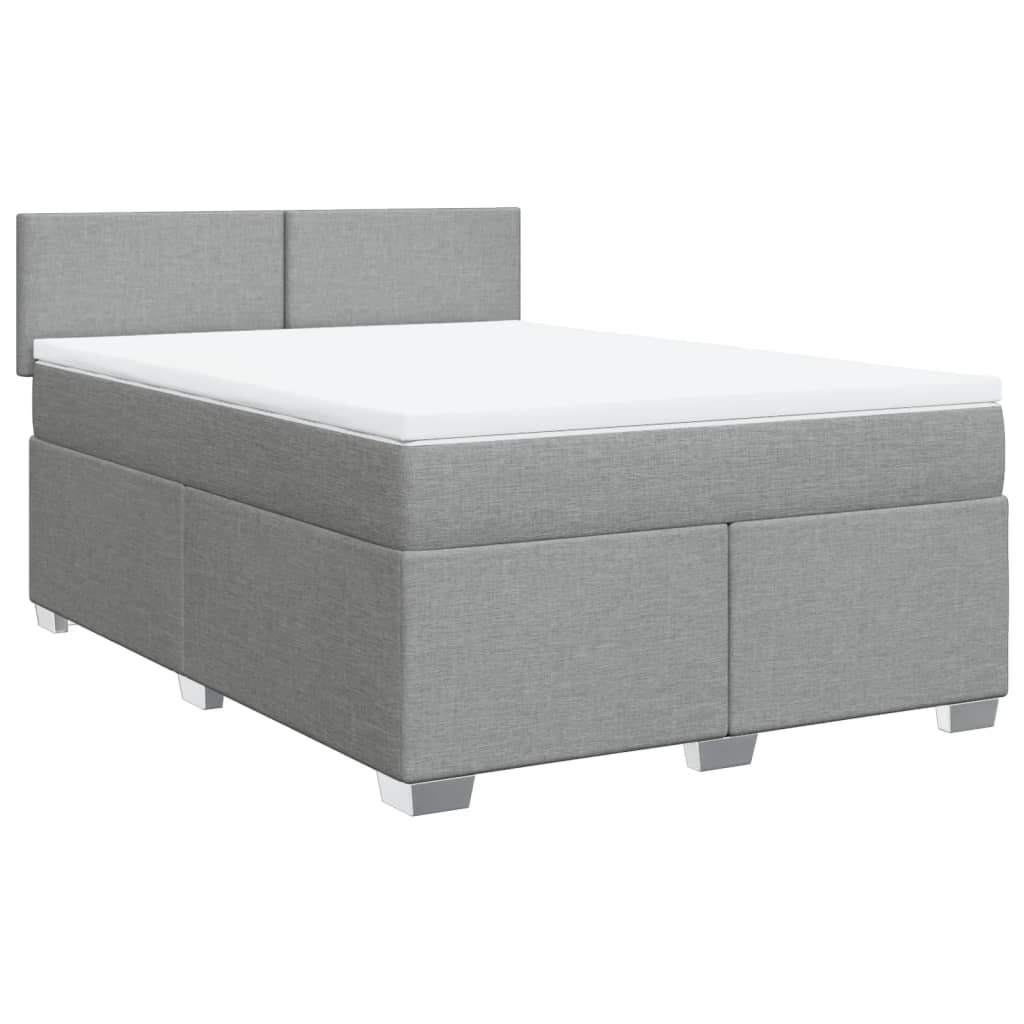 Boxspring met matras stof lichtgrijs 140x190 cm is nu te koop bij PeponiXL, paradijselijk wonen!