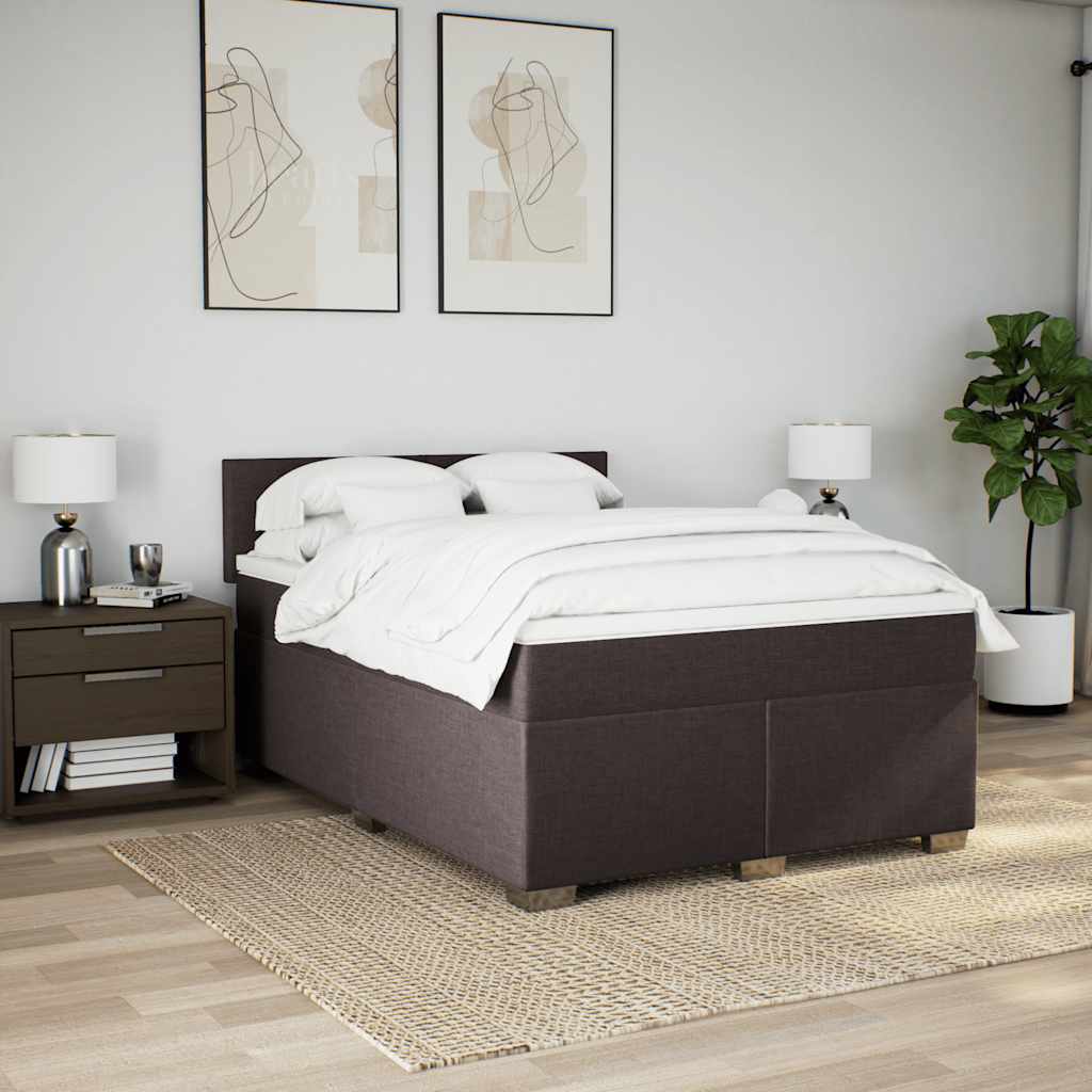 Boxspring met matras stof donkerbruin 140x190 cm is nu te koop bij PeponiXL, paradijselijk wonen!