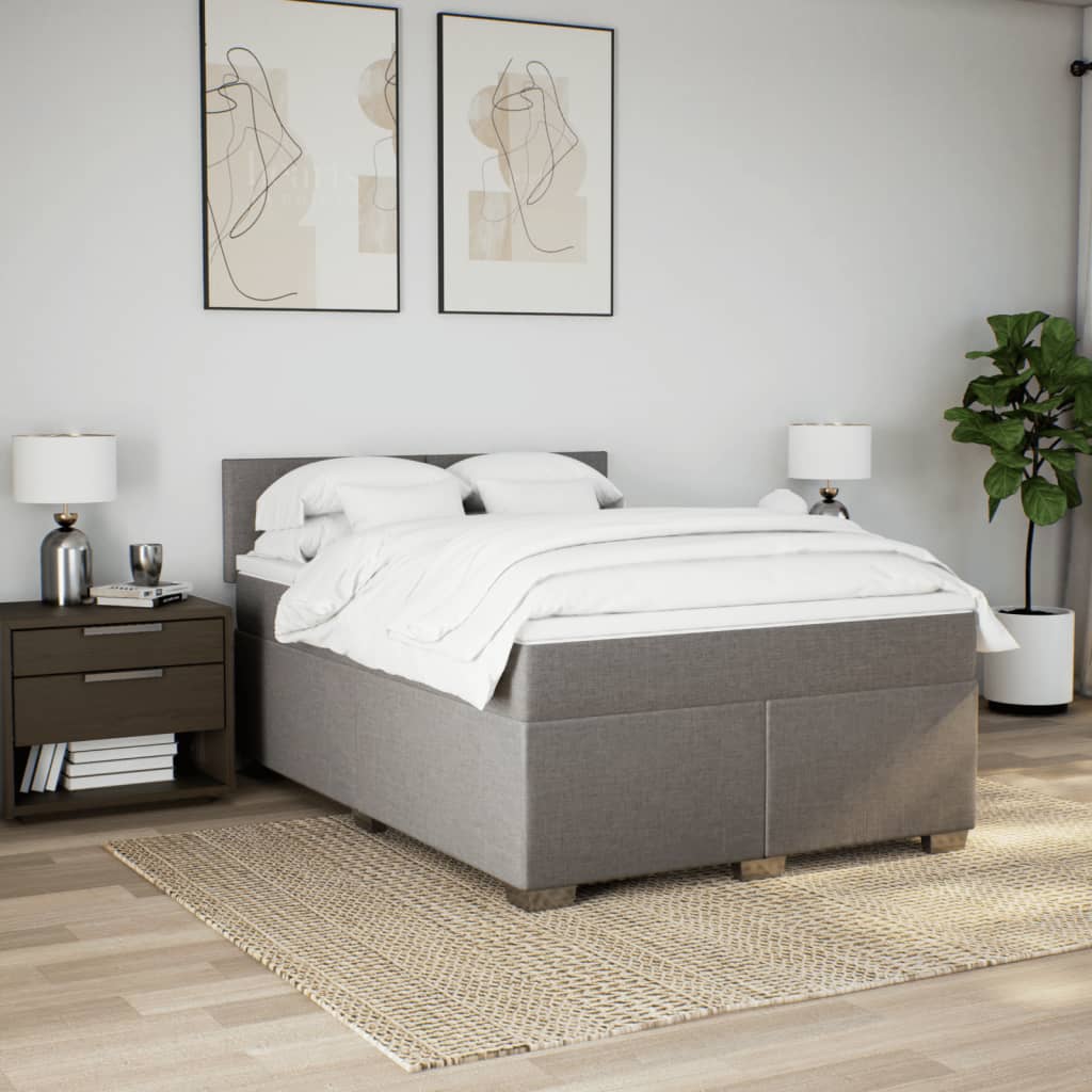 Boxspring met matras stof taupe 140x190 cm is nu te koop bij PeponiXL, paradijselijk wonen!