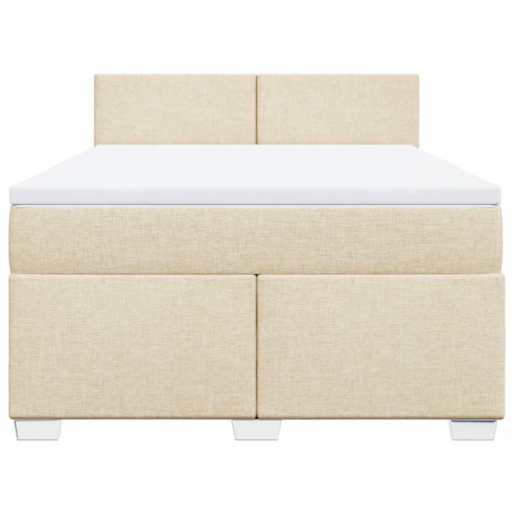 Boxspring met matras stof crèmekleurig 140x190 cm is nu te koop bij PeponiXL, paradijselijk wonen!