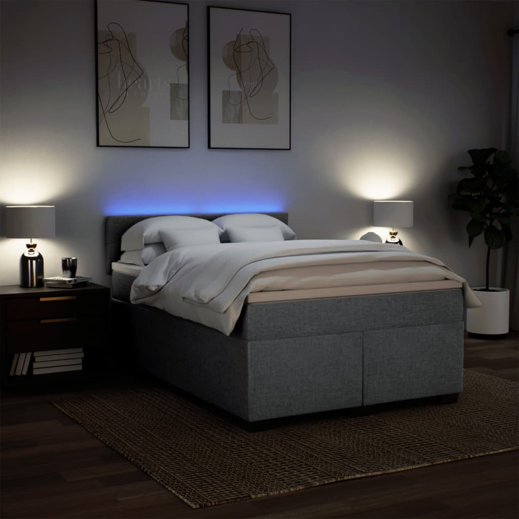 Boxspring met matras stof lichtgrijs 140x190 cm is nu te koop bij PeponiXL, paradijselijk wonen!