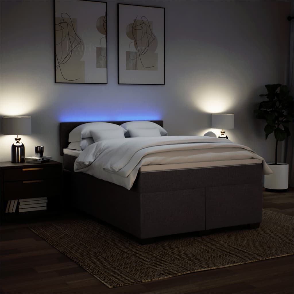 Boxspring met matras stof donkerbruin 140x190 cm is nu te koop bij PeponiXL, paradijselijk wonen!