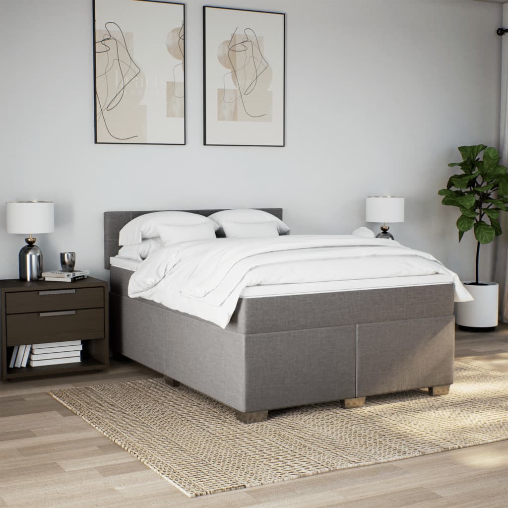 Boxspring met matras stof taupe 140x190 cm is nu te koop bij PeponiXL, paradijselijk wonen!
