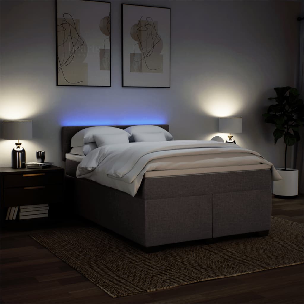 Boxspring met matras stof taupe 140x190 cm is nu te koop bij PeponiXL, paradijselijk wonen!