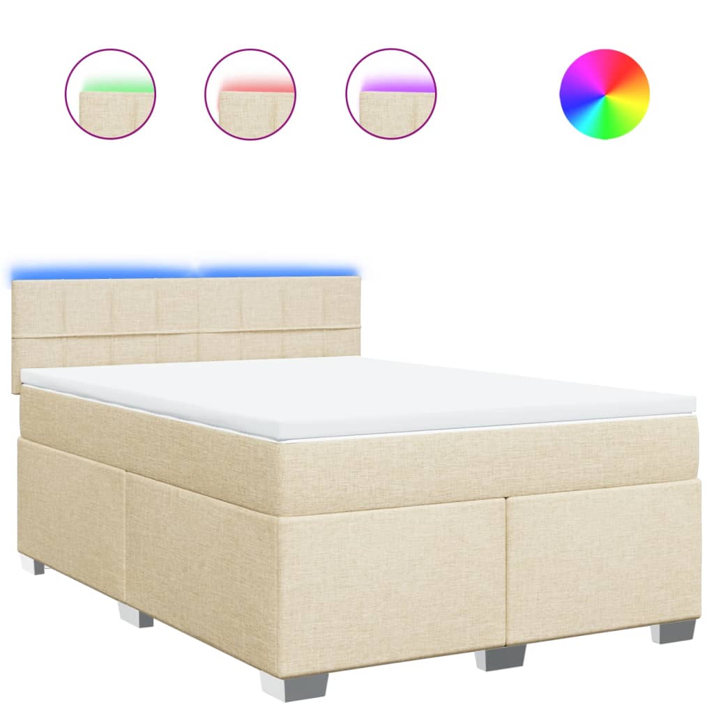 Boxspring met matras stof crèmekleurig 140x190 cm is nu te koop bij PeponiXL, paradijselijk wonen!